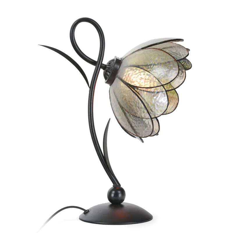 Begrenztes Angebot Florale Tischleuchte mit Blütenblättern aus irisierendem Glas